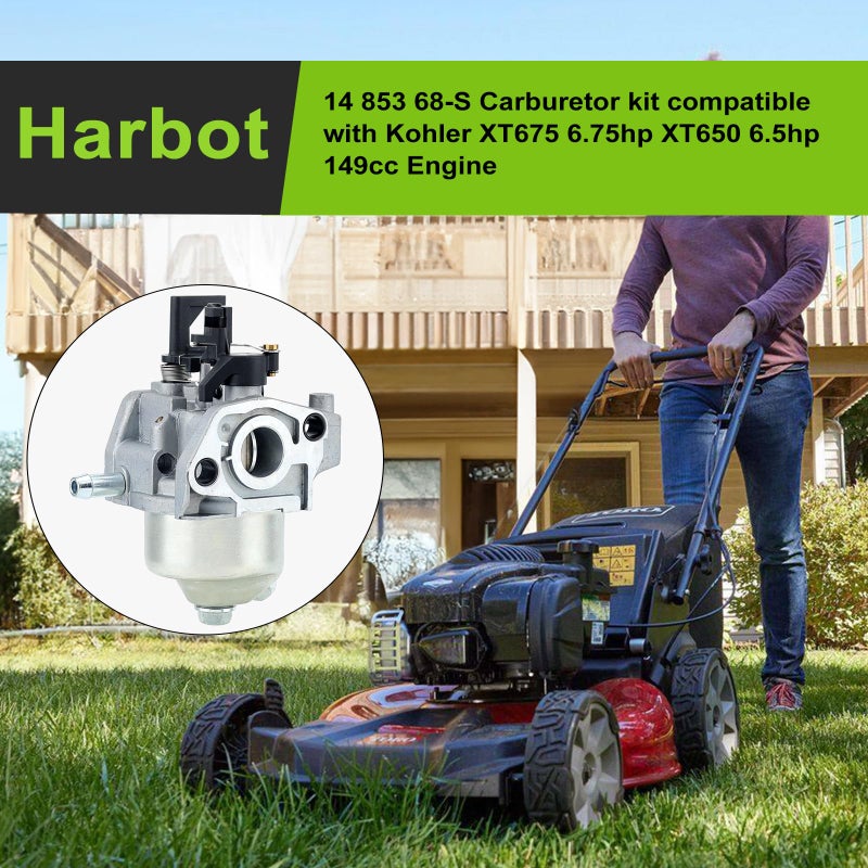 Harbot كربوراتور هاربوت XT675 149cc XT650 لكوهلر 14 853 68-S 1485368S XT6 6.5hp 6.75hp محرك XT675-2070 تورو 20371 20377 20378 20171 جزازة العشب مع فلتر 14 083 15-S - Image 2